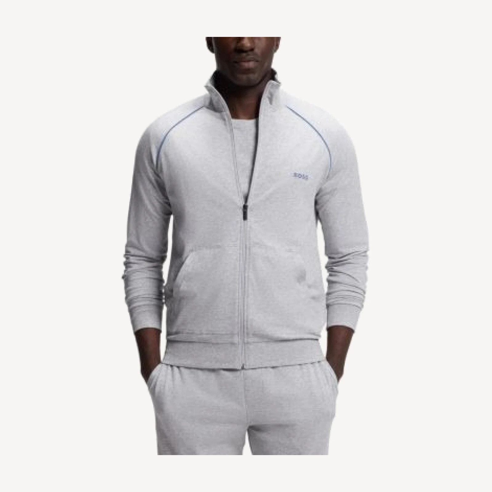 Boss Stretch Cotton Piped Track Jacket