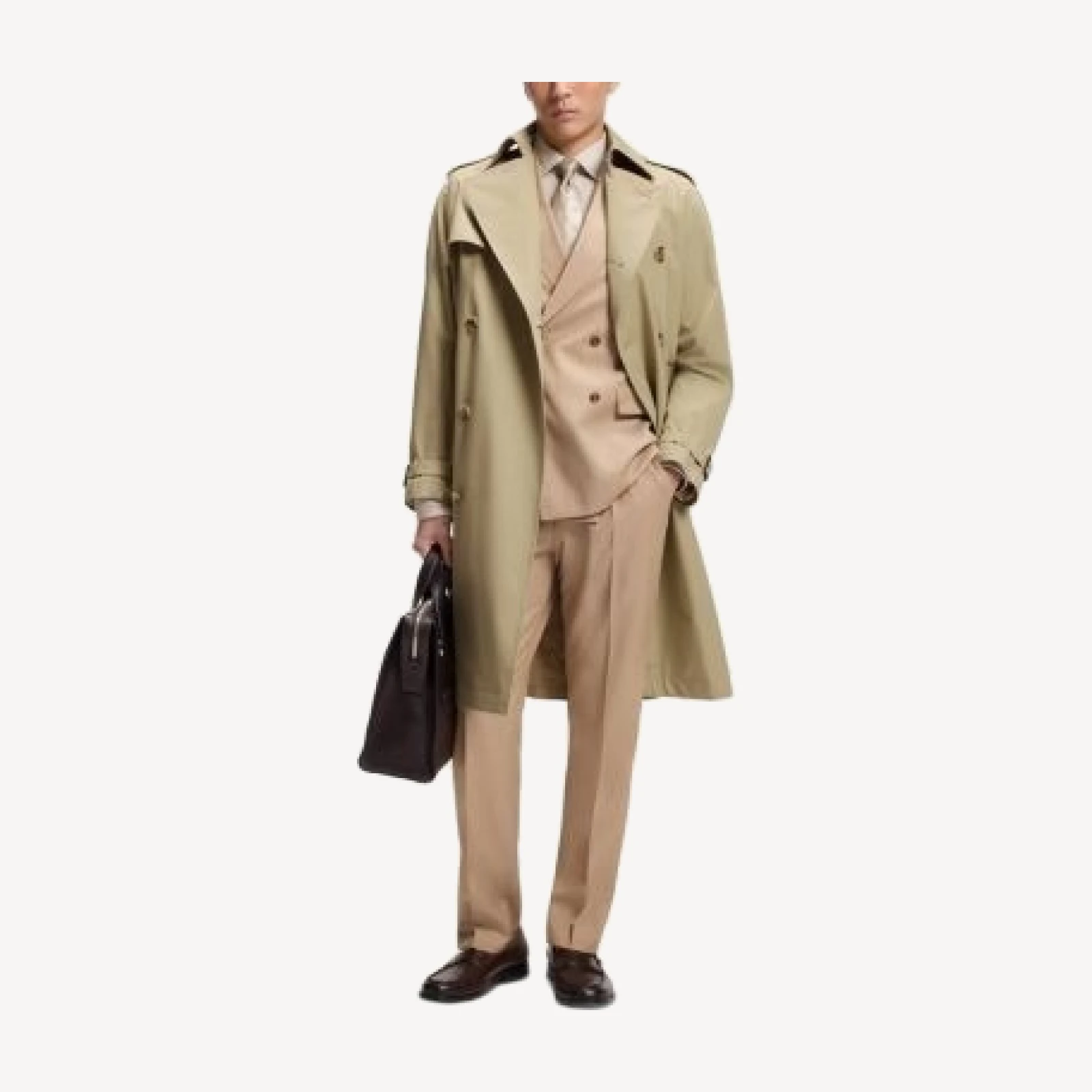 Boss Jared Belted Cotton Trench Coat