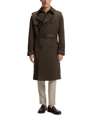 Boss L-Cook Double Breasted Cotton Blend Trench Coat