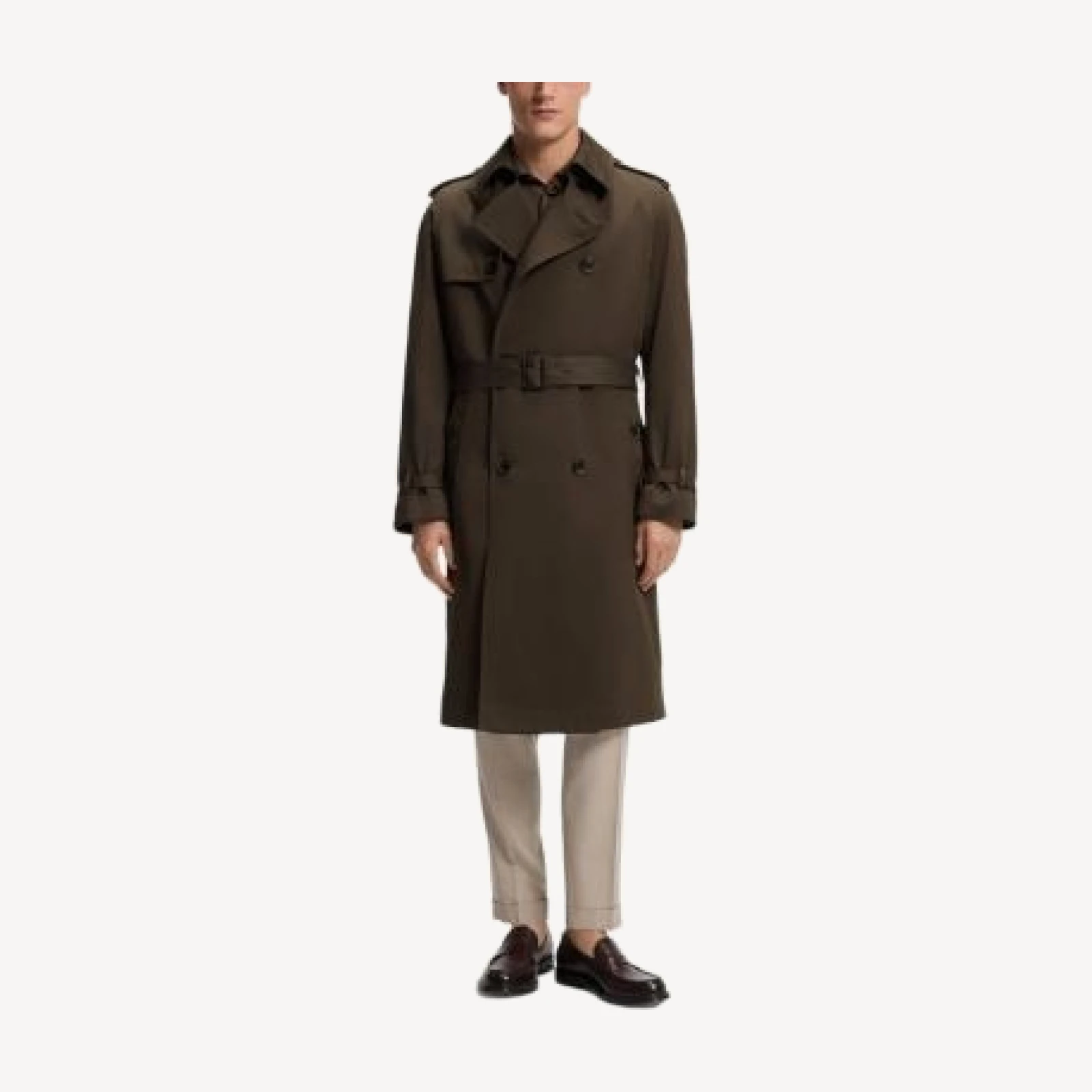 Boss L-Cook Double Breasted Cotton Blend Trench Coat