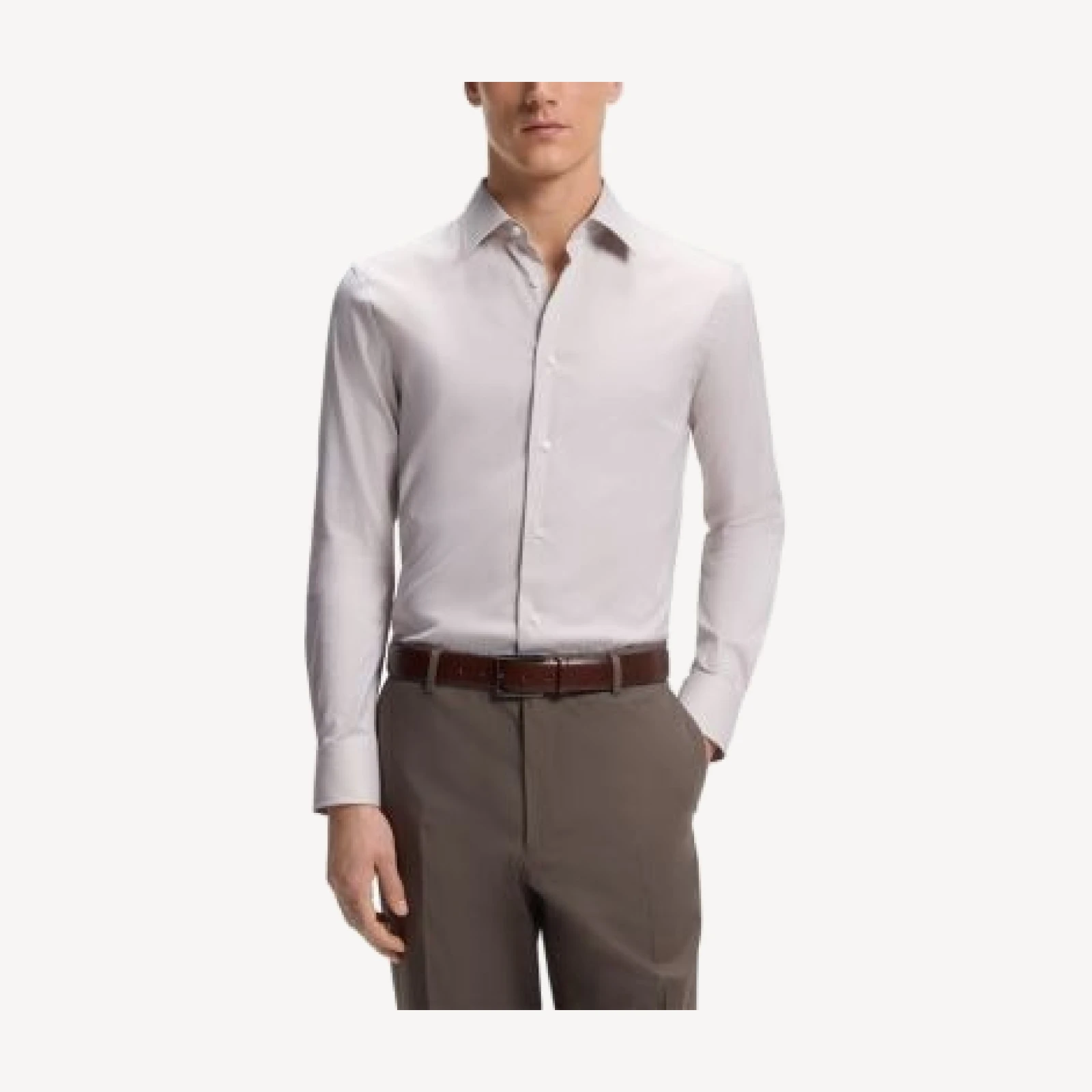 Boss L-Hays Kent Collar Slim Fit Cotton Blend Shirt