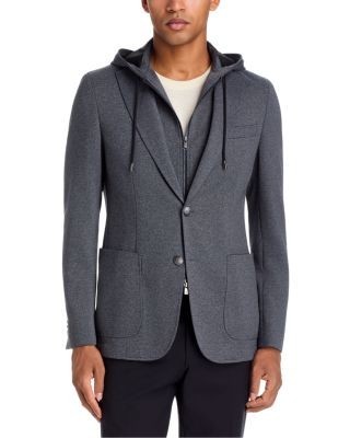 Boss Hanry Slim Fit Sport Coat & Removable Drawstring Bib Hoodie