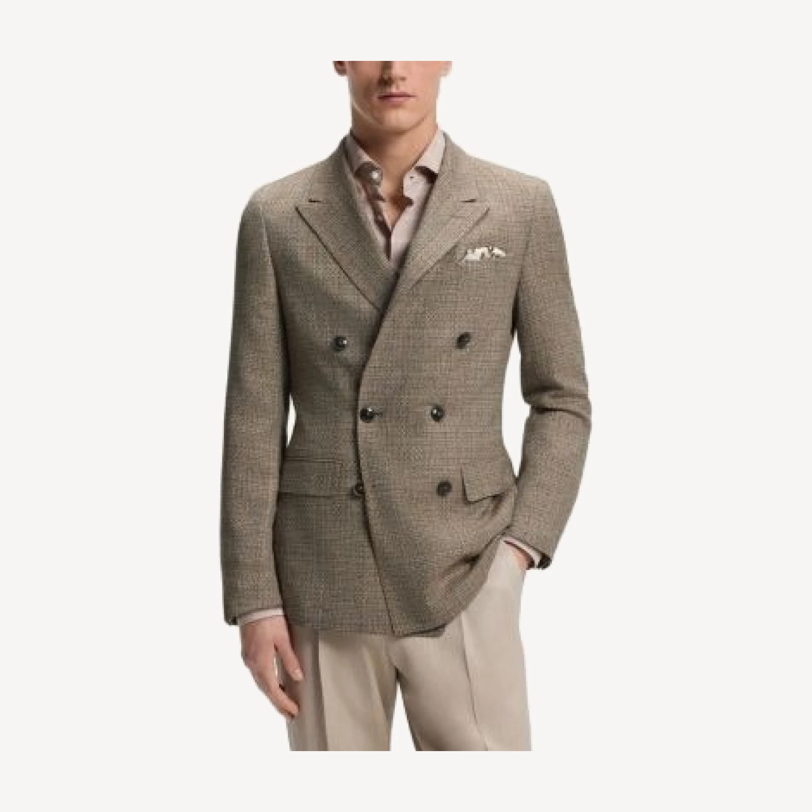 Boss L-Jeff Double Breasted Silk Blend Sport Coat