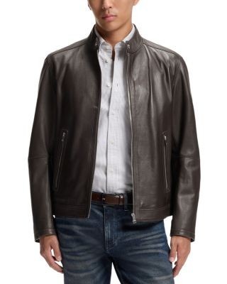 Boss H-Mansell Stand Collar Zip Leather Jacket