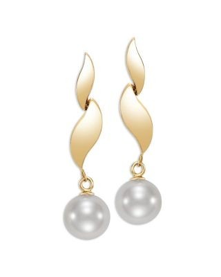 Bloomingdale's Fine Collection Cultured Freshwater Pearl Link Drop Earrings in 14K Yellow Gold