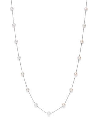 Bloomingdale's Fine Collection Cultured Freshwater Pearl Station Necklace in 14K White Gold, 16