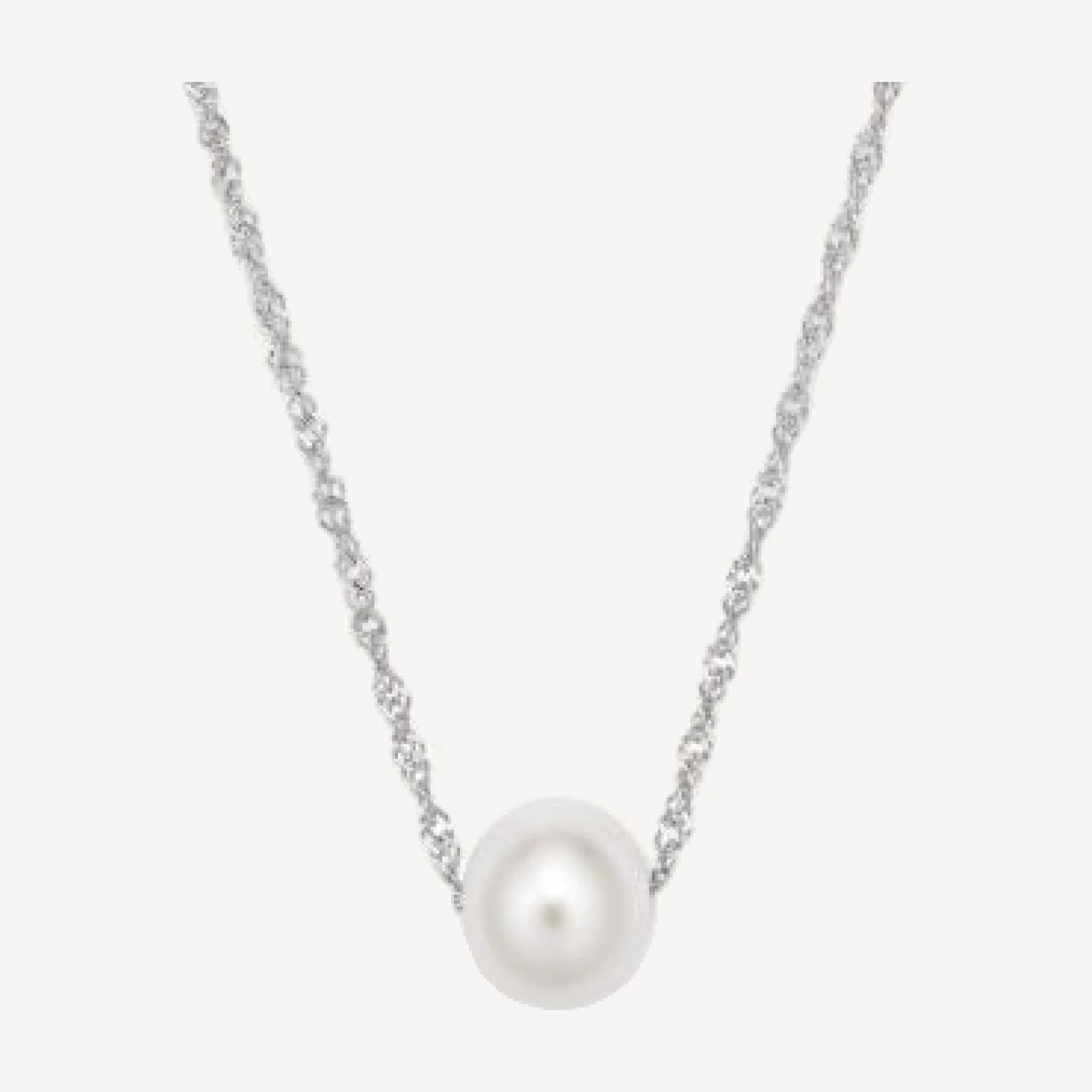 Cultured Freshwater Pearl Floating Pendant Necklace in 14K White Gold, 18