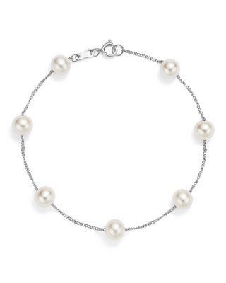 Bloomingdale's Fine Collection Cultured Freshwater Pearl Station Bracelet in 14K White Gold