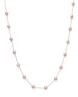 Cultured Pink Freshwater Pearl Necklace in 14K Rose Gold, 17
