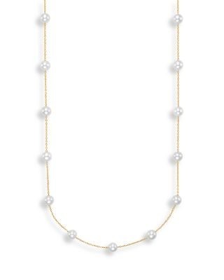 Bloomingdale's Fine Collection Cultured Freshwater Pearl Station Necklace in 14K Yellow Gold, 17