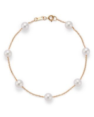 Bloomingdale's Fine Collection Cultured Freshwater Pearl Station Bracelet in 14K Yellow Gold