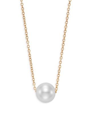 Bloomingdale's Fine Collection Cultured Freshwater Pearl Floating Pendant Necklace in 14K Yellow Gold, 16-18