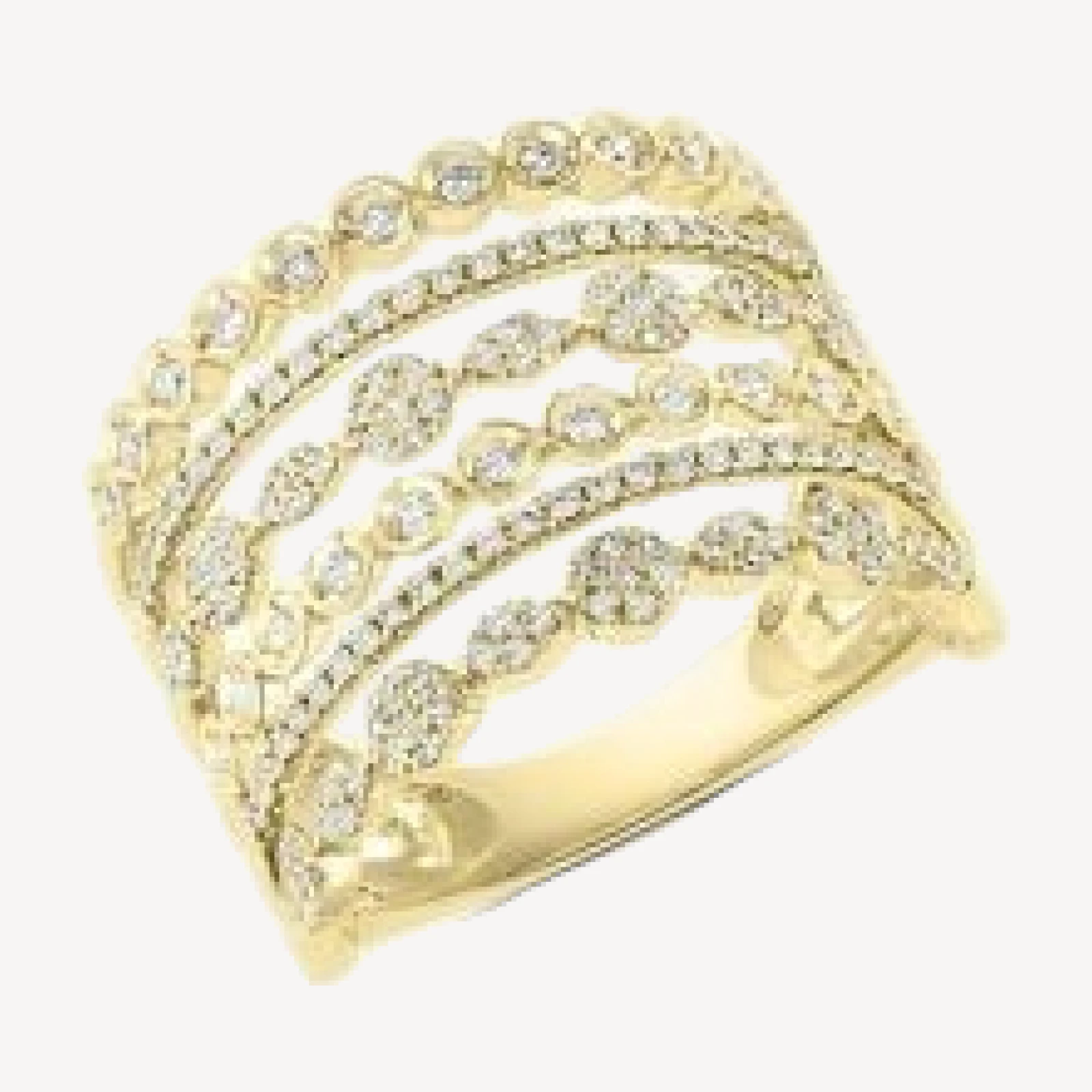 Bloomingdale's Fine Collection Diamond Multirow Openwork Statement Ring in 14K Yellow Gold, 0.55 tcw