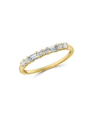 Bloomingdale's Fine Collection Round & Baguette Diamond Stacking Band in 14K Yellow Gold, 0.25 tcw
