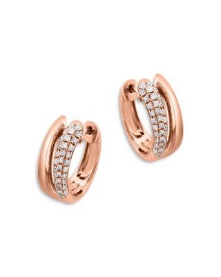 Bloomingdale's Fine Collection Pave Diamond Huggie Hoops in 14K Rose Gold, 0.30 tcw