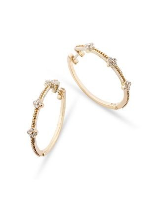 Bloomingdale's Fine Collection Diamond Hoop Earrings in 14K Yellow Gold, 0.18 tcw