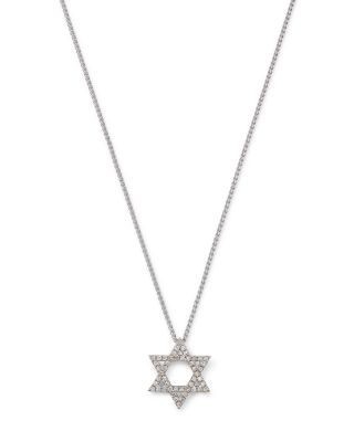 Bloomingdale's Fine Collection Diamond Star of David Pendant Necklace in 14K White Gold, 0.14 tcw