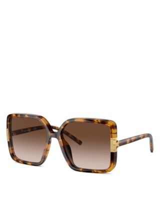 Tory Burch Flat Eleanor Square Sunglasses, 57mm