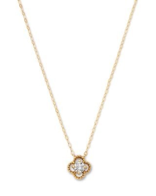 Bloomingdale's Fine Collection Luxe Collection Lab Grown Diamond Clover Pendant Necklace in 10K Yellow Gold, 0.25 tcw