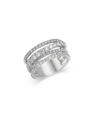 Bloomingdale's Fine Collection Diamond Multirow Crossover Ring in 14K White Gold, 1.50 tcw