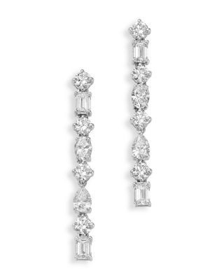 Bloomingdale's Fine Collection Luxe Collection Certified Lab Grown Diamond Mixed Cup Drop Earrings in 14K White Gold, 2.5 tcw