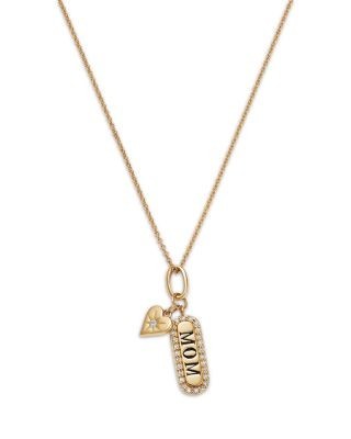 Bloomingdale's Fine Collection Diamond Mom Pendant Necklace in 14K Yellow Gold, 0.1 tcw