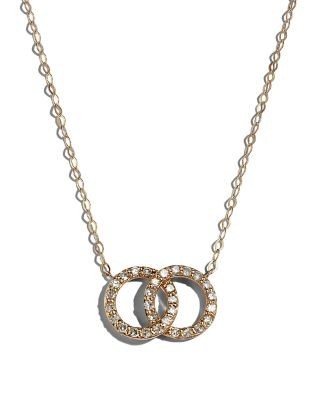 Bloomingdale's Fine Collection Diamond Double O Pendant Necklace in 14K Yellow Gold, 0.25 tcw - 150th Anniversary Exclusive