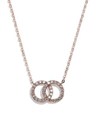 Bloomingdale's Fine Collection Diamond Double O Pendant Necklace in 14K Rose Gold, 0.25 tcw - 150th Anniversary Exclusive