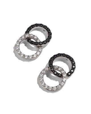 White & Black Diamond Double O Earrings in 14K White Gold, 0.50 tcw - 150th Anniversary Exclusive