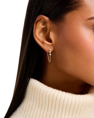 Bloomingdale's Fine Collection Diamond Chain Hoop Earrings in 14K Yellow Gold, 0.375 tcw