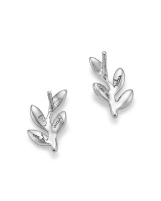 Bloomingdale's Fine Collection Diamond Leaf Stud Earrings in 14K White Gold, 0.10 tcw