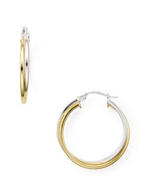 Aqua Double Tube Hoop Earrings in 18K Gold-Plated Sterling Silver and Sterling Silver - Exclusive