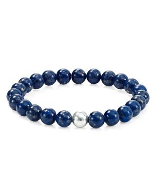 Aqua Sterling Silver & Stone Beaded Stretch Bracelet - Exclusive