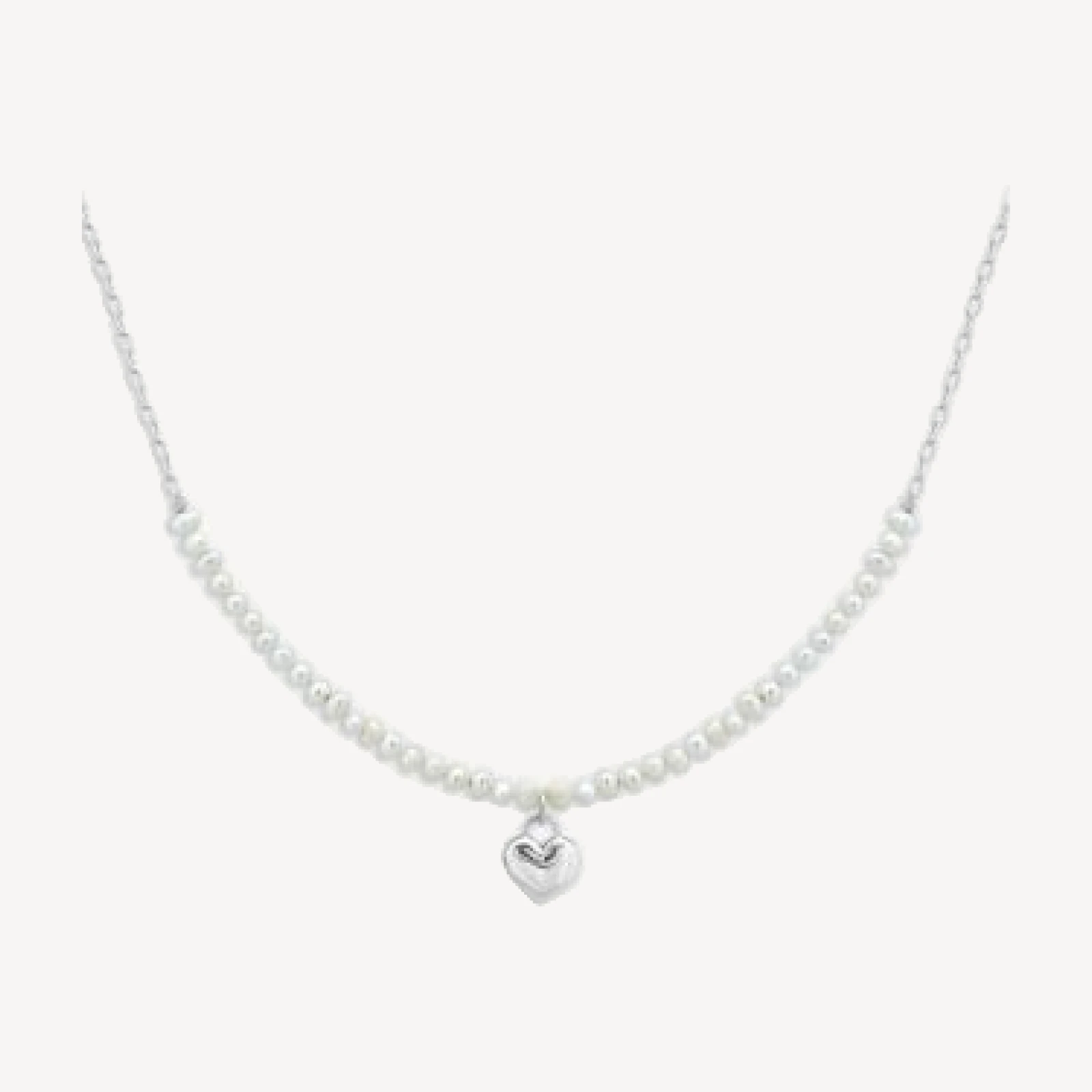 Aqua Heart & Cultured Freshwater Pearl Pendant Necklace in Sterling Silver, 16-18
