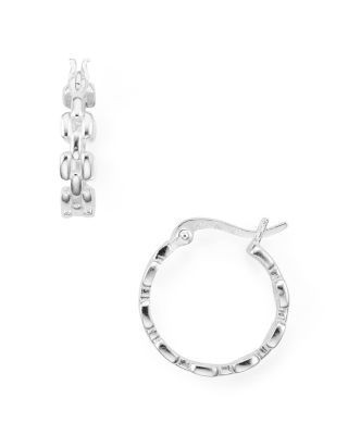 Aqua Chain-Effect Sterling Silver Hoop Earrings - Exclusive