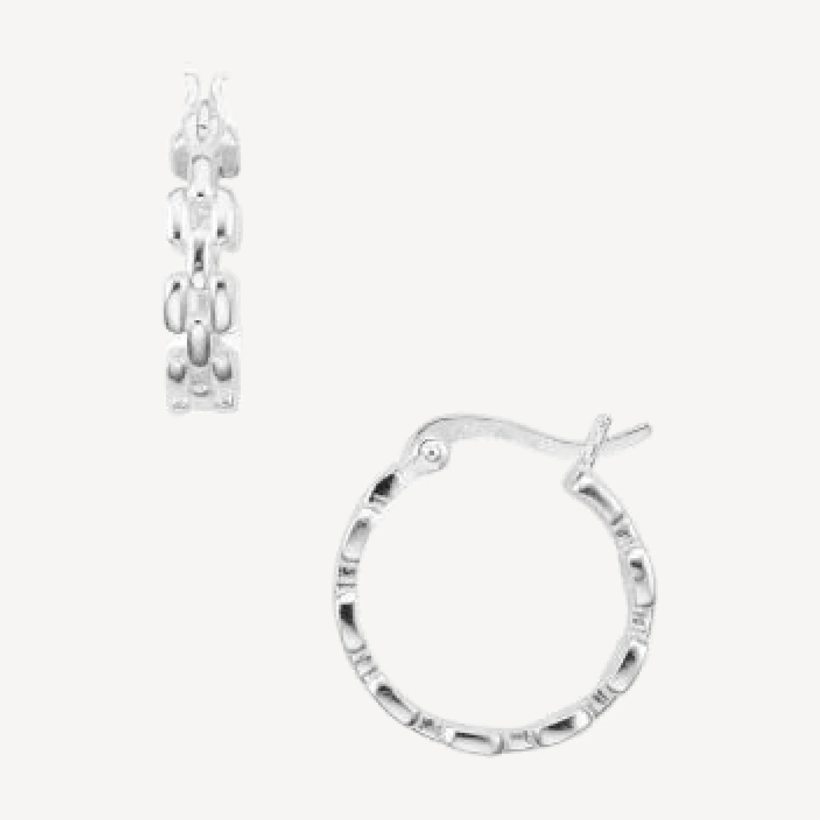 Aqua Chain-Effect Sterling Silver Hoop Earrings - Exclusive