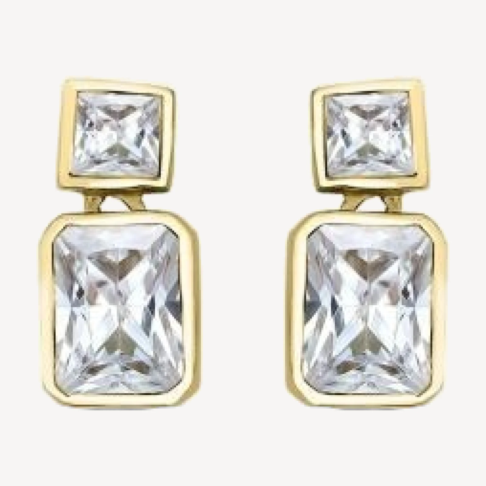Aqua Cubic Zirconia Drop Earrings in Sterling Silver or 18K Yellow Gold Plated Sterling Silver, 0.6L - Exclusive