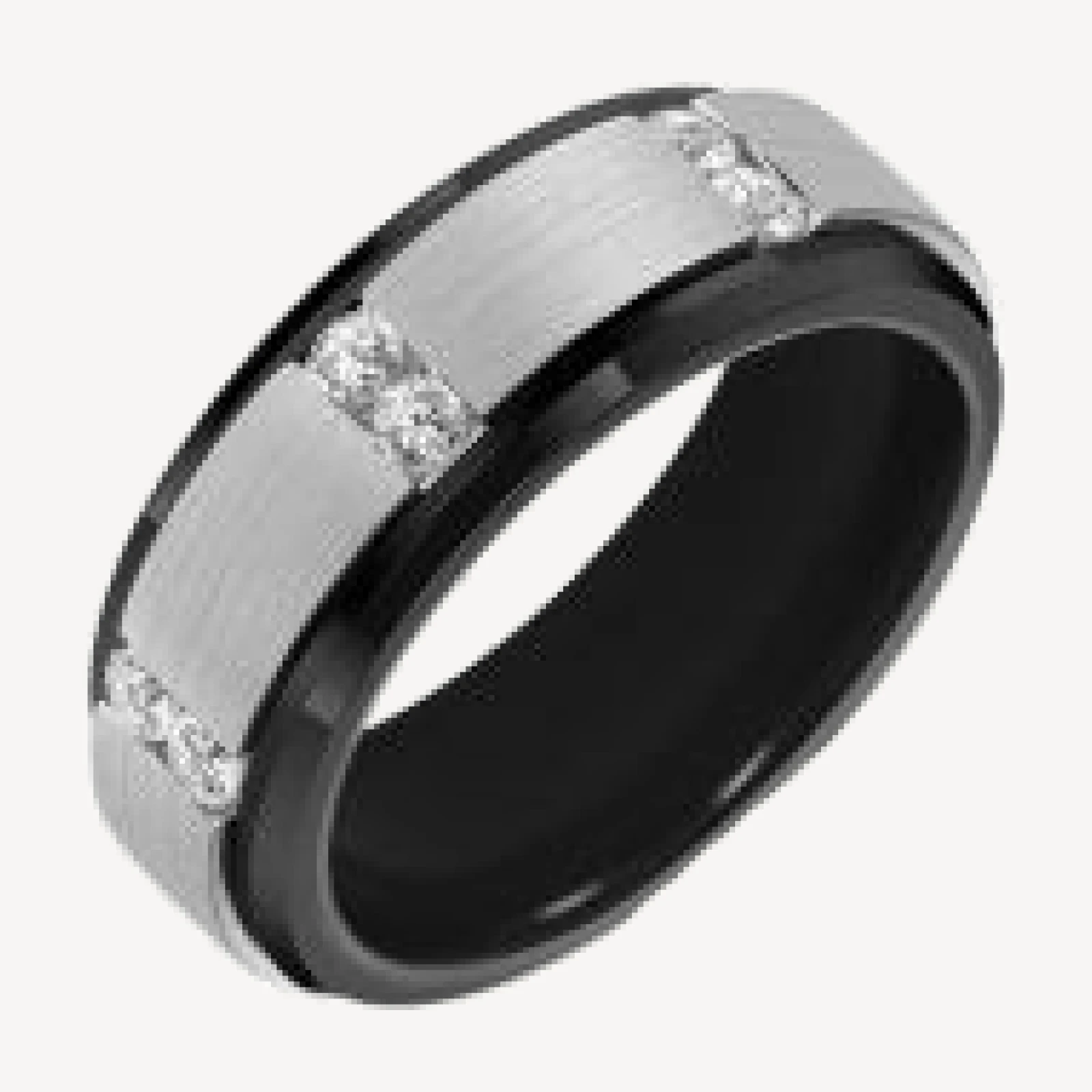 Bloomingdale's Men's Diamond Pave Cut Bevel Edge Band Ring in Sterling Silver & Tungsten, 0.36 tcw