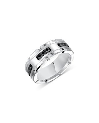 Bloomingdale's Fine Collection Men's Black Diamond Link Inspired Band in Tungsten & Sterling Silver, 0.32 tcw