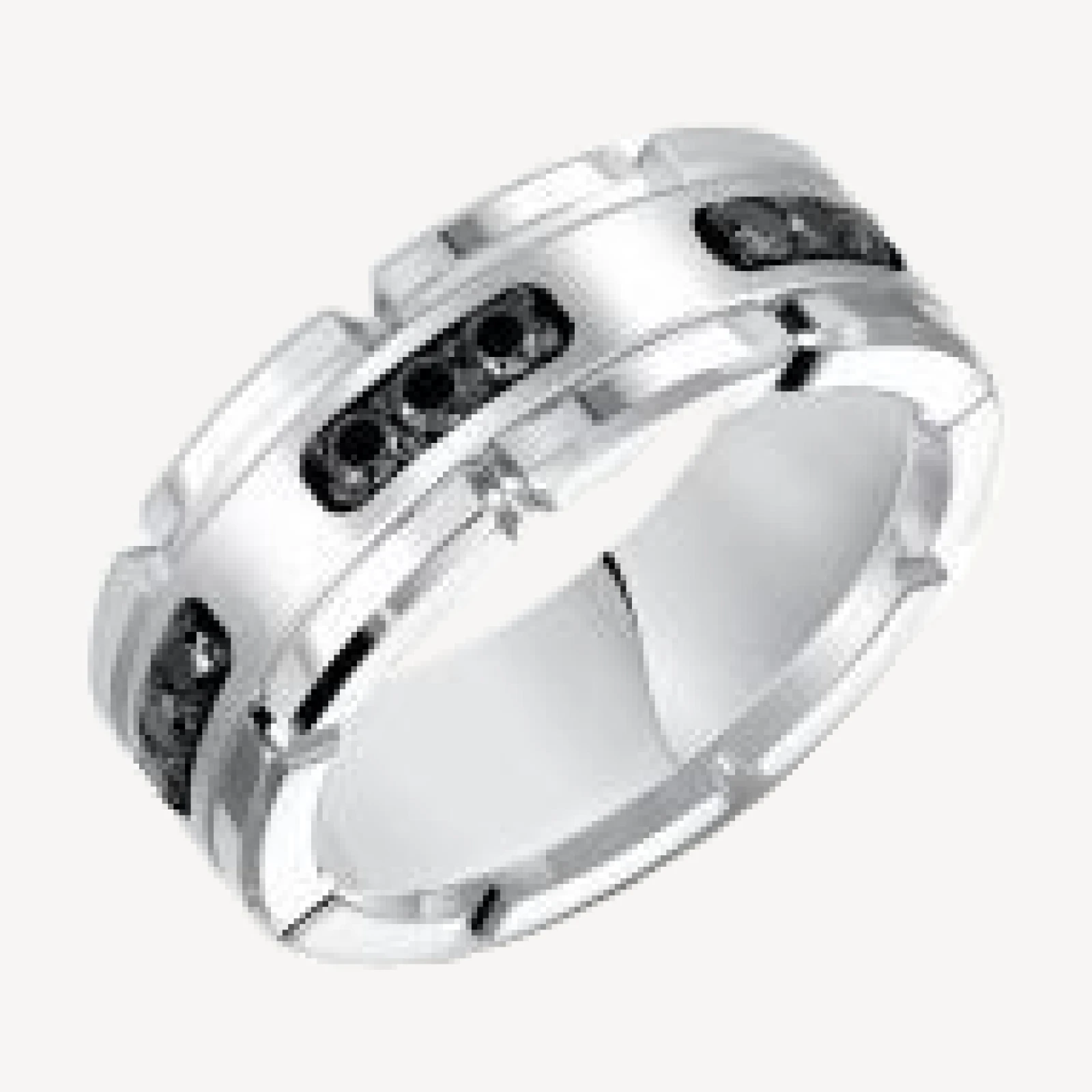 Bloomingdale's Fine Collection Men's Black Diamond Link Inspired Band in Tungsten & Sterling Silver, 0.32 tcw