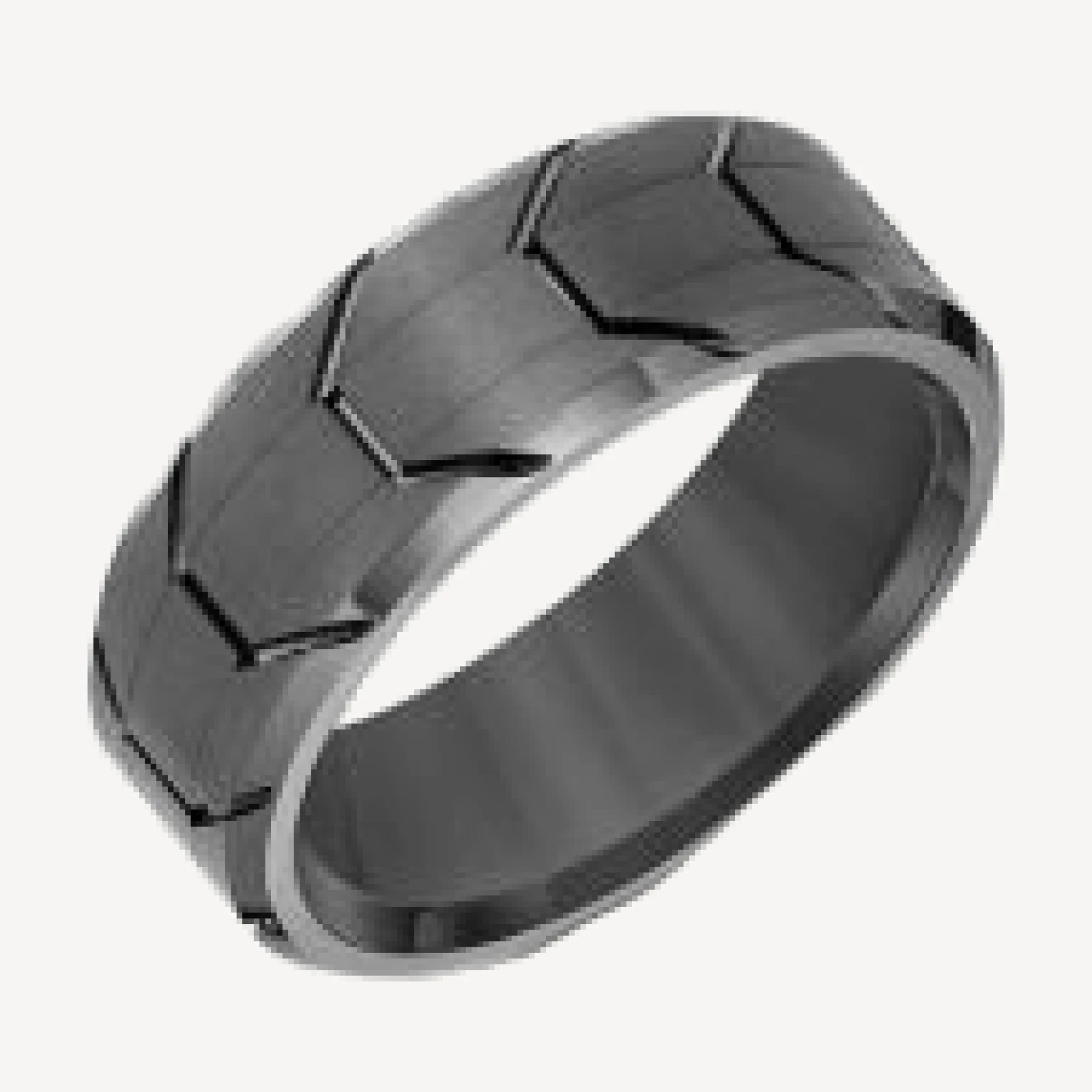 Bloomingdale's Fine Collection Men's Bevel Edge Tire Tread Texture Band in Dark Gray Tungsten