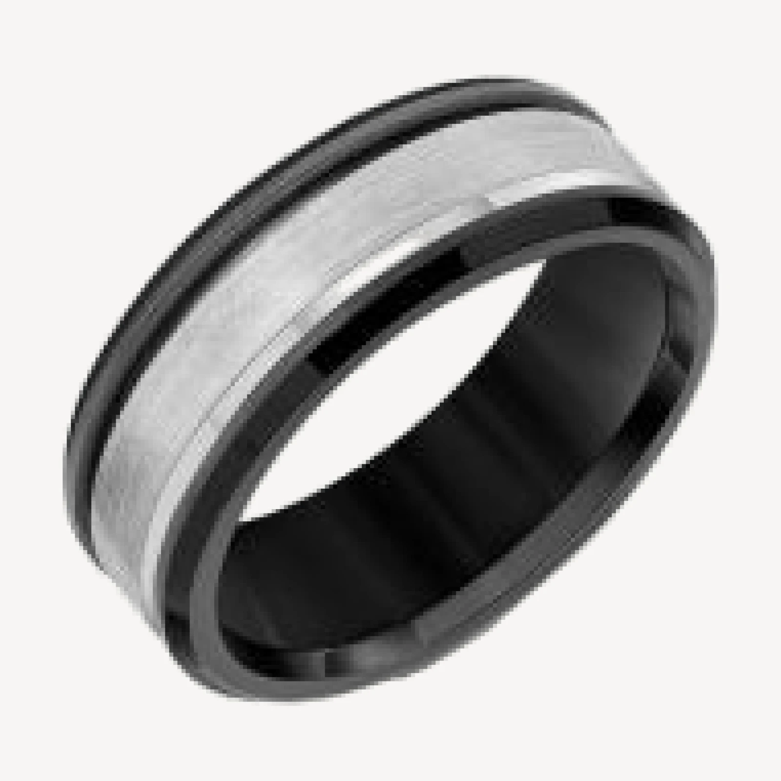 Bloomingdale's Fine Collection Men's Bevel Edge Band in Gray and White Tungsten