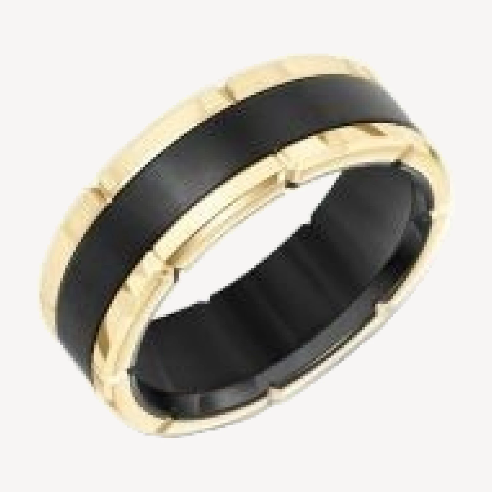 Bloomingdale's Fine Collection Men's Band with a Link Edge in Black & Yellow Tungsten