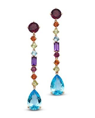 Bloomingdale's Fine Collection 14K Yellow Gold Blue Topaz Linear Earrings