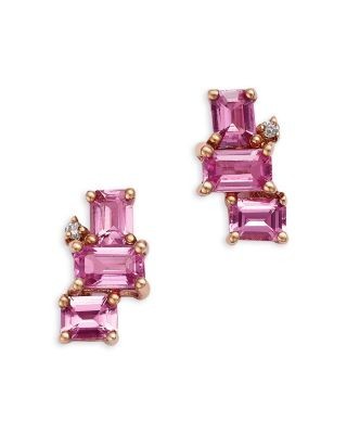 Bloomingdale's Fine Collection Pink Sapphire & Diamond Stud Earrings in 14K Rose Gold