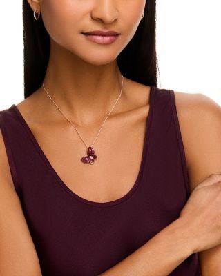 Bloomingdale's Fine Collection Ruby & Diamond Butterfly Pendant Necklace in 14K Rose Gold, 18