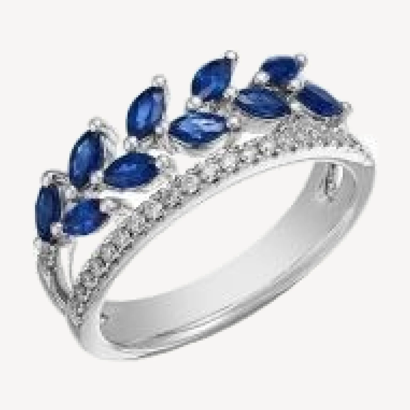 Bloomingdale's Fine Collection Blue Sapphire & Diamond Double Row Ring in 14K White Gold