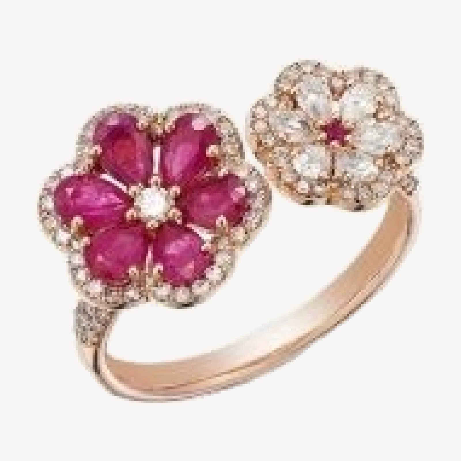 Bloomingdale's Fine Collection Ruby & Diamond Flower Cuff Ring in 14K Rose Gold