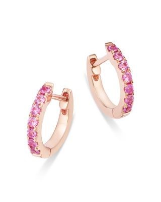 Bloomingdale's Fine Collection Pink Sapphire Huggie Hoop Earrings in 14K Rose Gold