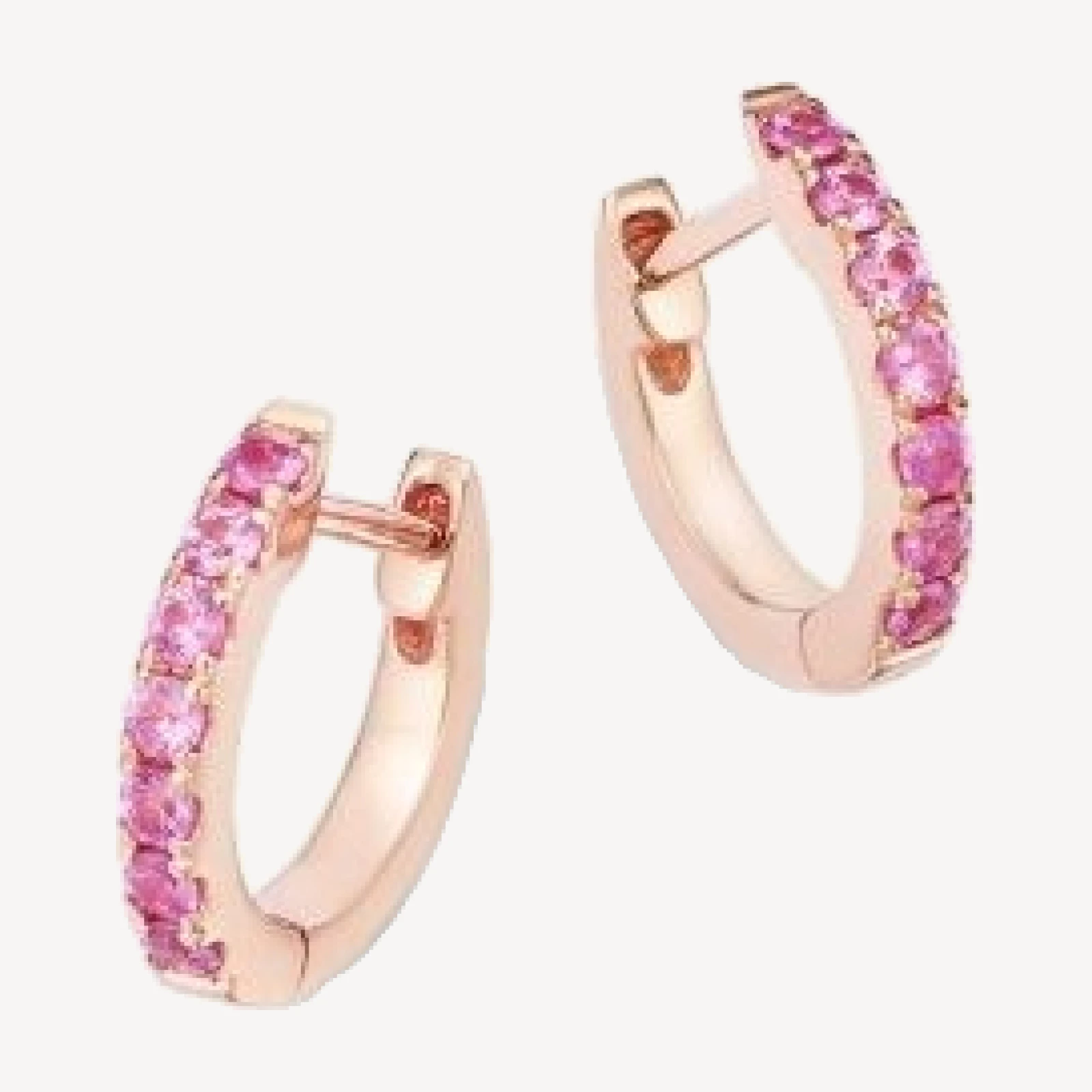 Bloomingdale's Fine Collection Pink Sapphire Huggie Hoop Earrings in 14K Rose Gold